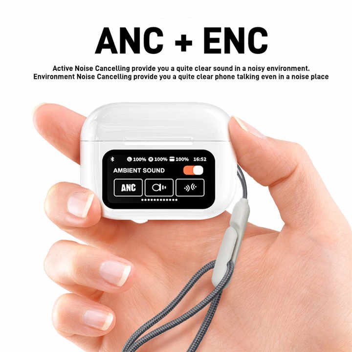Premium Touch Screen ANC/ENC Wireless Earbuds - Bluetooth Noise Cancelling HiFi Stereo Headphones for Clear Sound & Ultimate Comfort. - Abid Cart