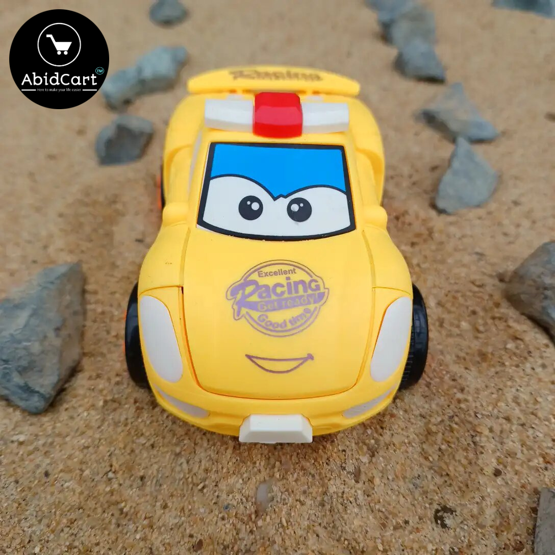 Pull Back Robot Car Toy - Push & Go Friction Powered Convertible Robot Vehicle for Kids - Fun & Durable Toy for Boys & Girls. - Abid Cart