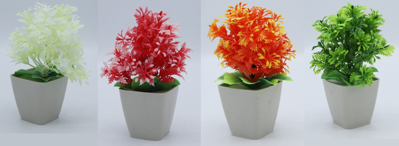 Set of 6 Mini Artificial Potted Plants for Home and Office Decoration – Perfect Small Decorative Accents. - Abid Cart