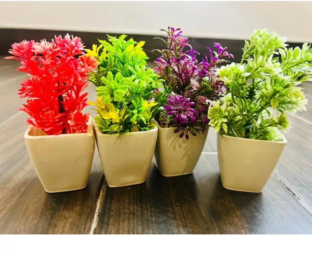 Set of 6 Mini Artificial Potted Plants for Home and Office Decoration – Perfect Small Decorative Accents. - Abid Cart