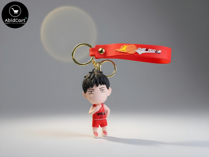 Slam Dunk Anime Keychain – Shohoku Basketball Player Figure with Red Strap & Gold Keyring – Cute Cartoon Bag Charm for Fans. - Abid Cart