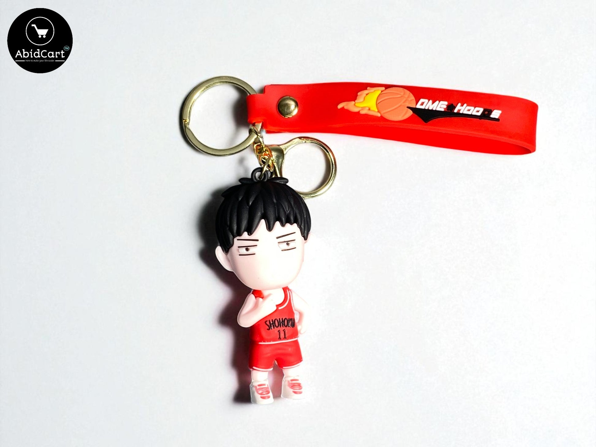 Slam Dunk Anime Keychain – Shohoku Basketball Player Figure with Red Strap & Gold Keyring – Cute Cartoon Bag Charm for Fans. - Abid Cart