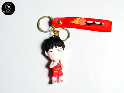 Slam Dunk Anime Keychain – Shohoku Basketball Player Figure with Red Strap & Gold Keyring – Cute Cartoon Bag Charm for Fans. - Abid Cart