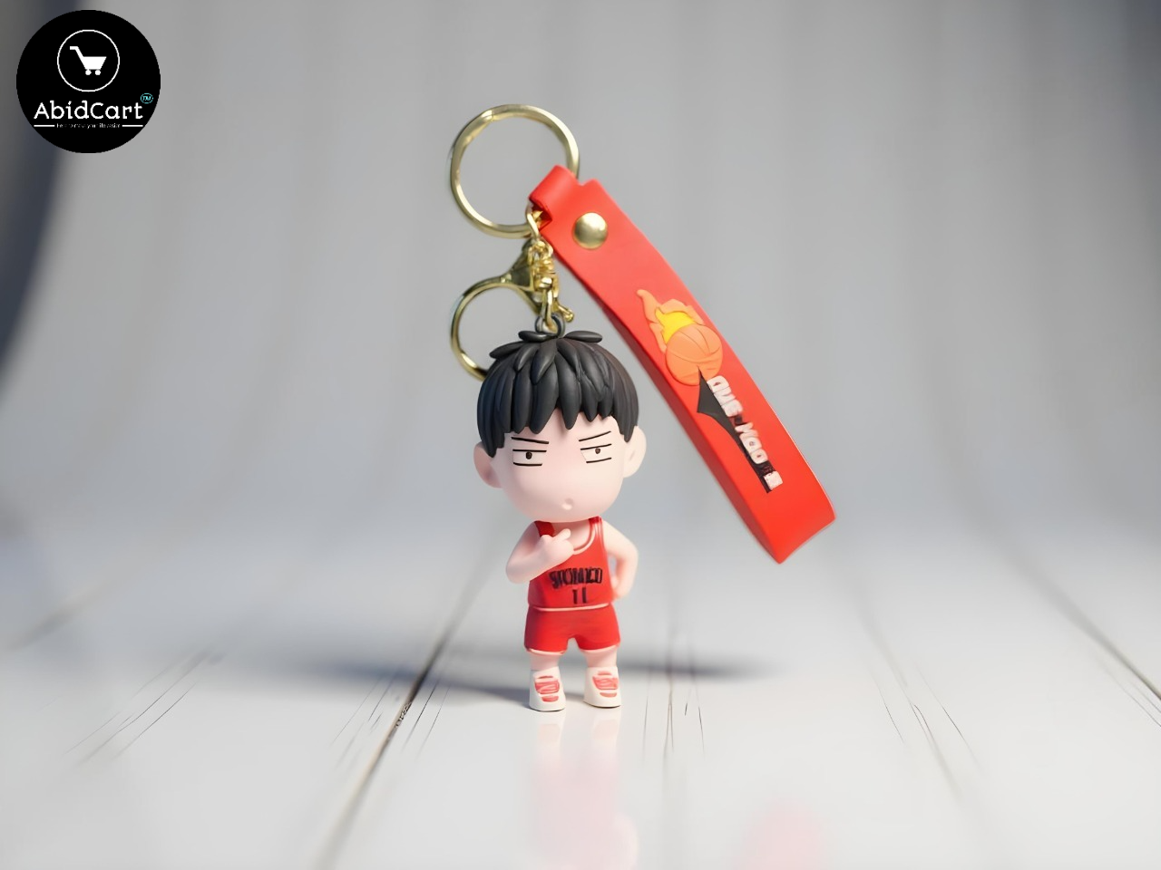 Slam Dunk Anime Keychain – Shohoku Basketball Player Figure with Red Strap & Gold Keyring – Cute Cartoon Bag Charm for Fans. - Abid Cart