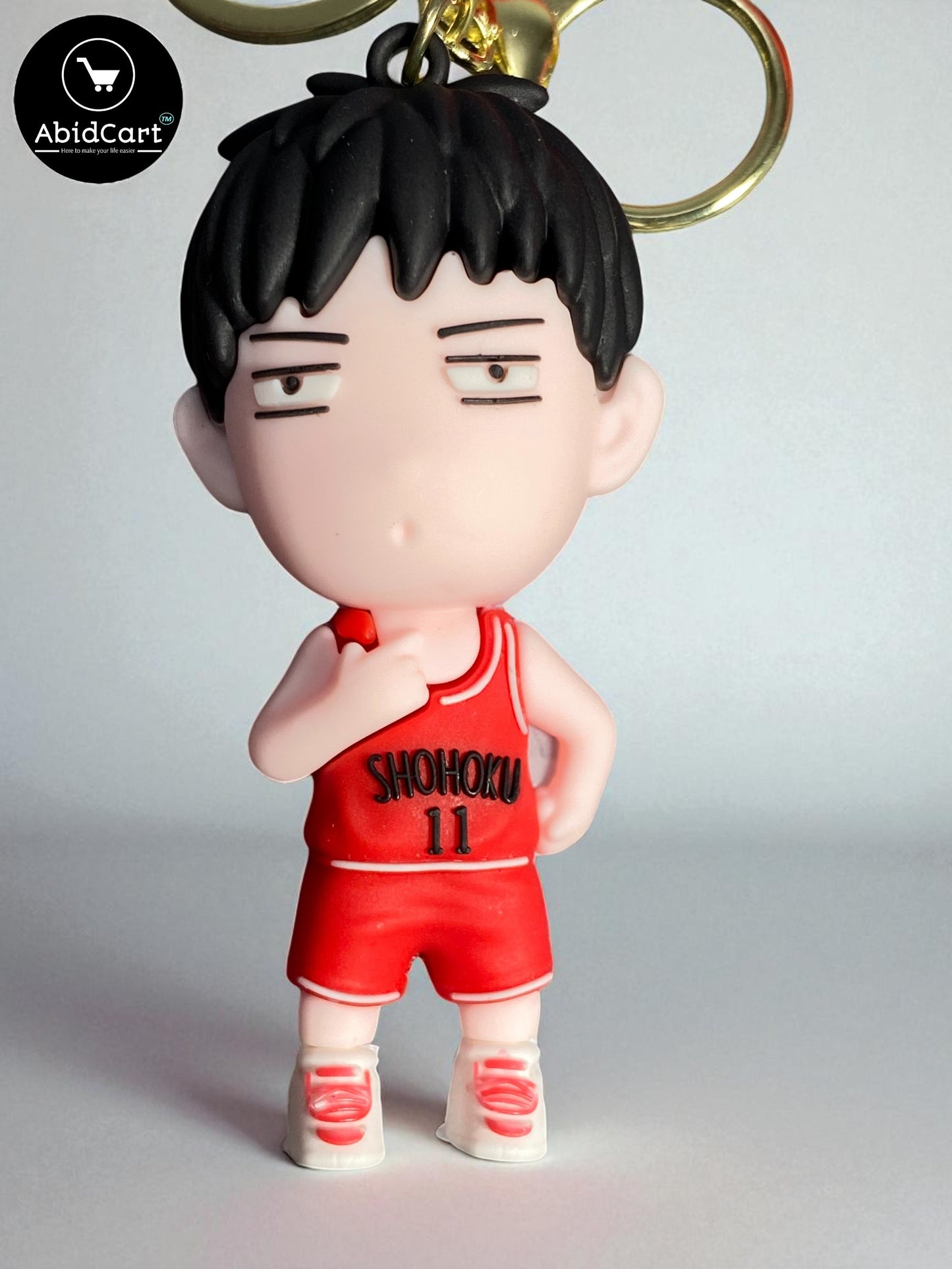 Slam Dunk Anime Keychain – Shohoku Basketball Player Figure with Red Strap & Gold Keyring – Cute Cartoon Bag Charm for Fans. - Abid Cart