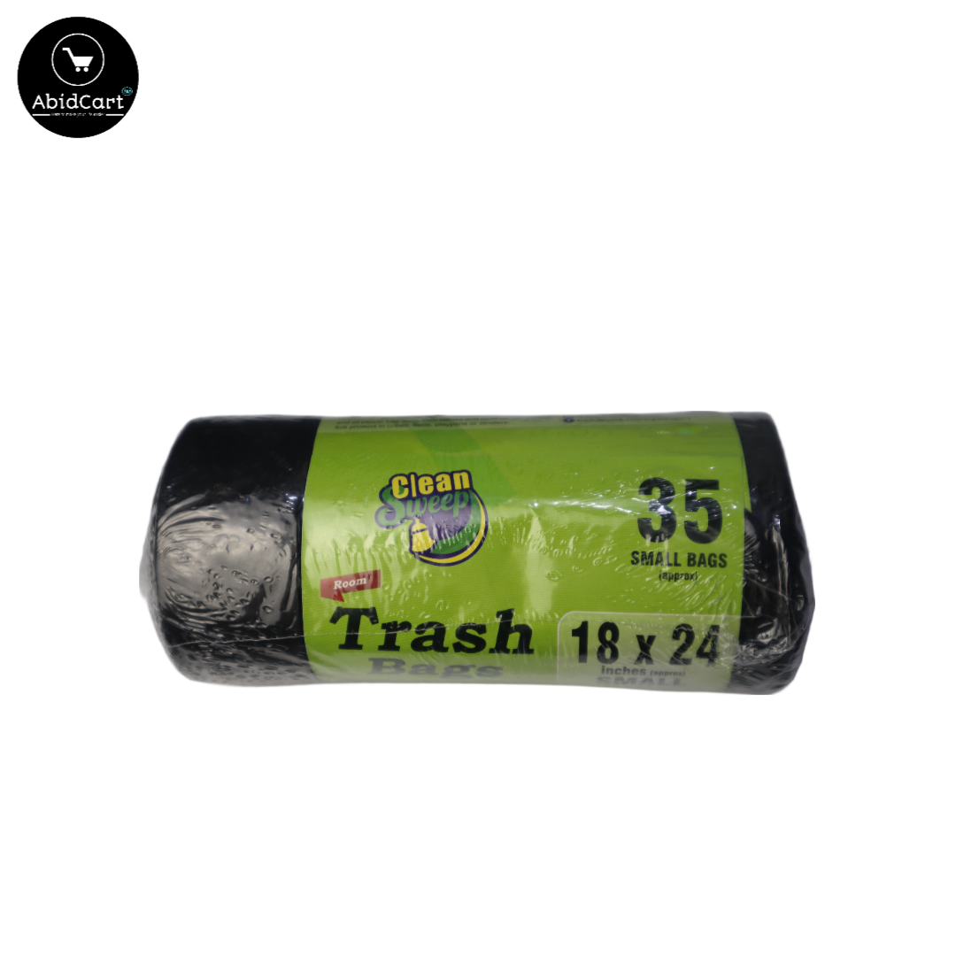 Small Size Garbage Bags 18x24 Inches - Black, Unscented - 35 Bags/Roll - Perfect for Kitchen, Home, Office, and Travel Dustbins. - Abid Cart