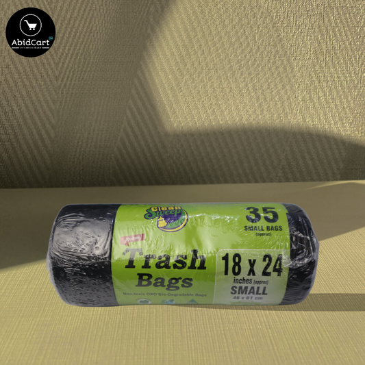 Small Size Garbage Bags 18x24 Inches - Black, Unscented - 35 Bags/Roll - Perfect for Kitchen, Home, Office, and Travel Dustbins. - Abid Cart