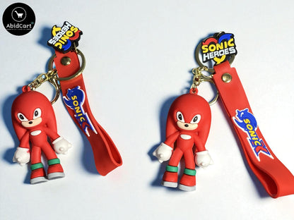 Sonic Heroes Knuckles Keychain – Red Strap with Sonic Logo Collectible Game Merchandise for Fans. - Abid Cart