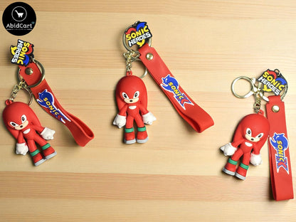 Sonic Heroes Knuckles Keychain – Red Strap with Sonic Logo Collectible Game Merchandise for Fans. - Abid Cart
