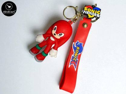 Sonic Heroes Knuckles Keychain – Red Strap with Sonic Logo Collectible Game Merchandise for Fans. - Abid Cart