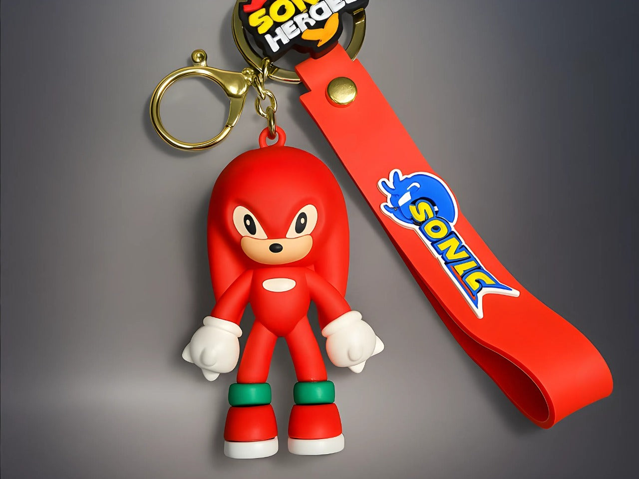 Sonic Heroes Knuckles Keychain – Red Strap with Sonic Logo Collectible Game Merchandise for Fans. - Abid Cart
