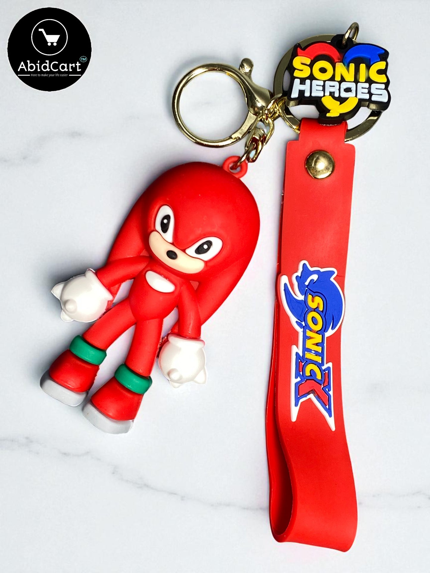 Sonic Heroes Knuckles Keychain – Red Strap with Sonic Logo Collectible Game Merchandise for Fans. - Abid Cart