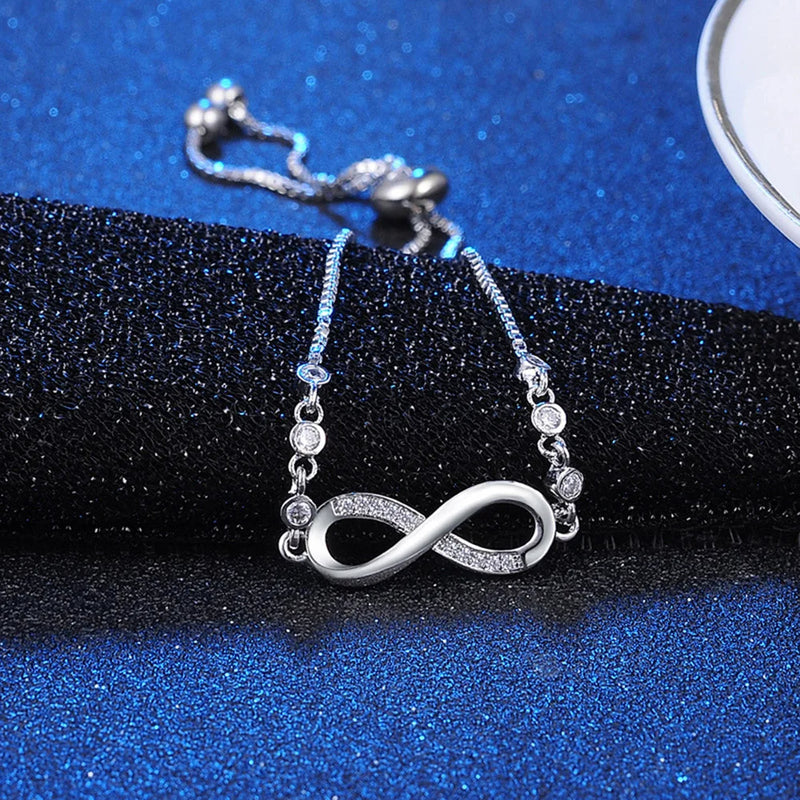 Steel Fun Jewelry Women Luxury Lucky Bracelet for Female Blue Crystal Heart Charm Bracelet Bridal Wedding Engagement Fine Gift. - Abid Cart