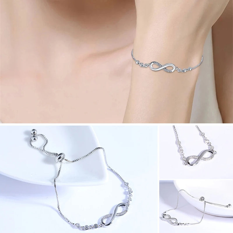 Steel Fun Jewelry Women Luxury Lucky Bracelet for Female Blue Crystal Heart Charm Bracelet Bridal Wedding Engagement Fine Gift. - Abid Cart