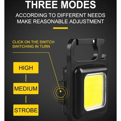 Ultra Bright COB LED Mini Flashlight with Keychain, Tail Magnet, Corkscrew, EDC Light for Outdoor Emergency Camping. - Abid Cart