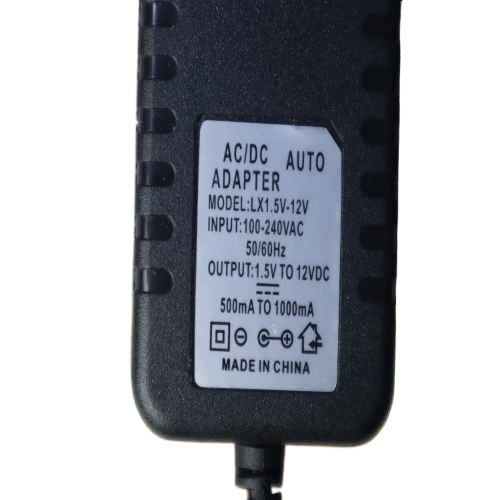 Universal Adjustable Power Adapter Charger (1.5V to 12V) with Dual Jacks for LED Strip Lights, Water Pumps, CCTV Cameras & More. - Abid Cart