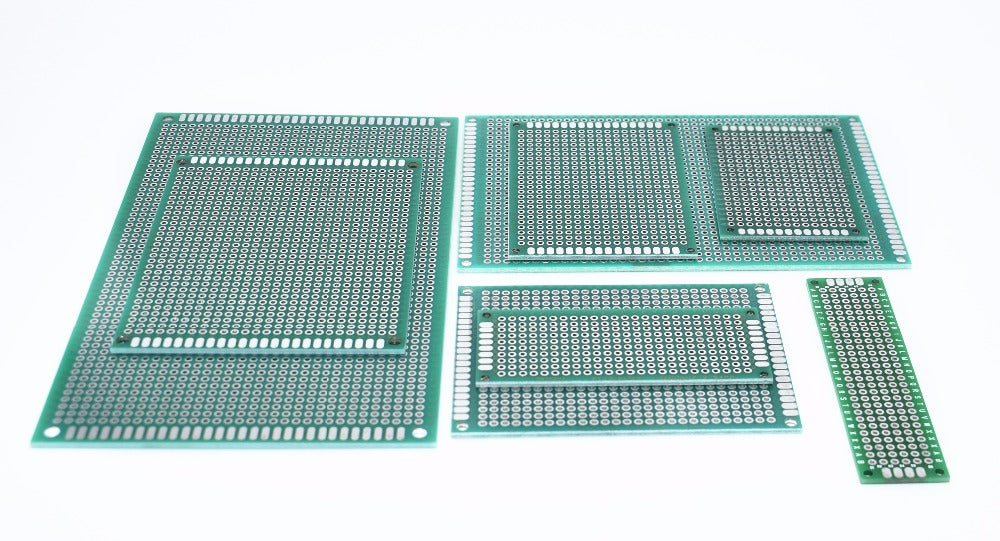 Universal Green PCB Prototype Board - Double-Sided Protoboard Kit (2x8, 3x7, 4x6, 5x7, 7x9CM) for DIY Electronics. - Abid Cart