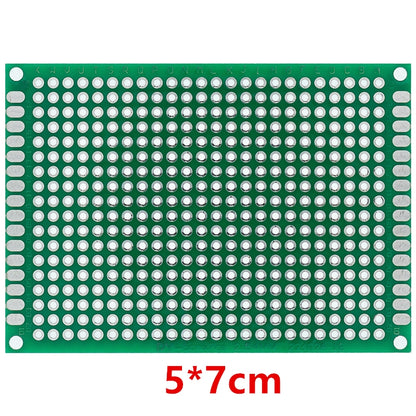 Universal Green PCB Prototype Board - Double-Sided Protoboard Kit (2x8, 3x7, 4x6, 5x7, 7x9CM) for DIY Electronics. - Abid Cart
