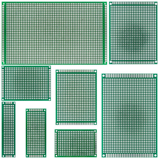 Universal Green PCB Prototype Board - Double-Sided Protoboard Kit (2x8, 3x7, 4x6, 5x7, 7x9CM) for DIY Electronics. - Abid Cart