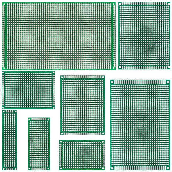Universal Green PCB Prototype Board - Double-Sided Protoboard Kit (2x8, 3x7, 4x6, 5x7, 7x9CM) for DIY Electronics. - Abid Cart