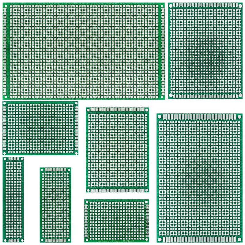 Universal Green PCB Prototype Board - Double-Sided Protoboard Kit (2x8, 3x7, 4x6, 5x7, 7x9CM) for DIY Electronics. - Abid Cart