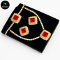 Elegant Red Ruby Gold Necklace and Earring Set - AbidCart Luxury Jewelry. - Abid Cart