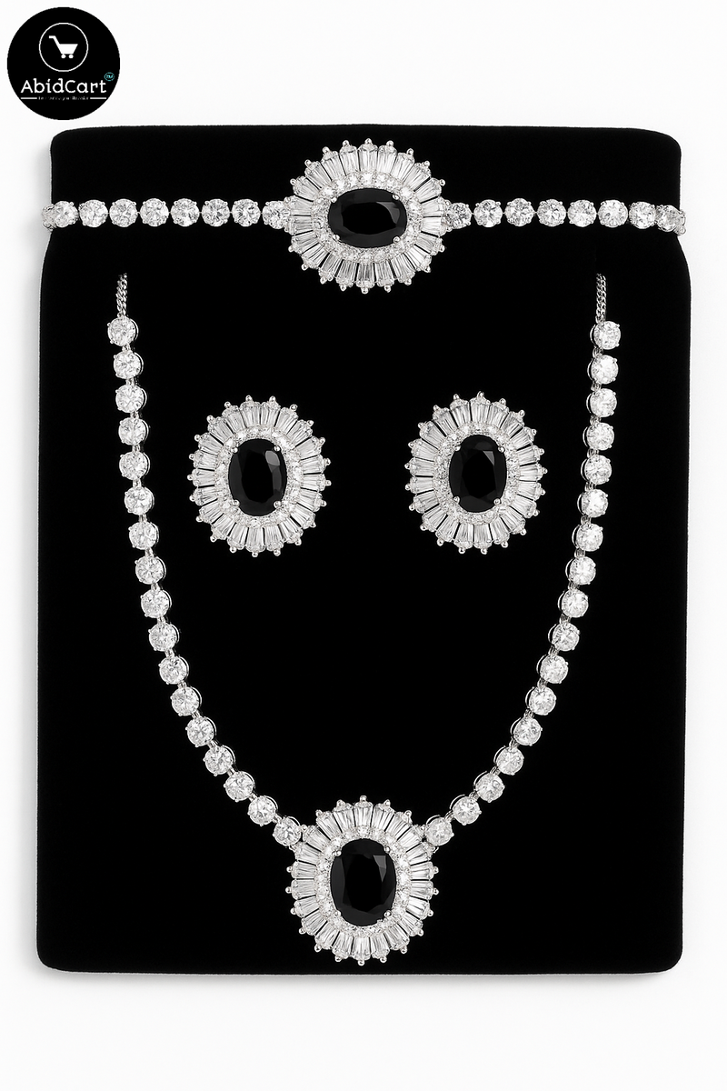 Elegant Diamond Necklace and Earring Set - AbidCart Luxury Jewelry Collection. - Abid Cart