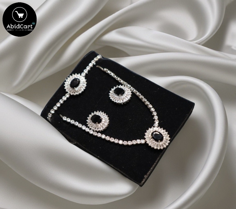 Elegant Diamond Necklace and Earring Set - AbidCart Luxury Jewelry Collection. - Abid Cart
