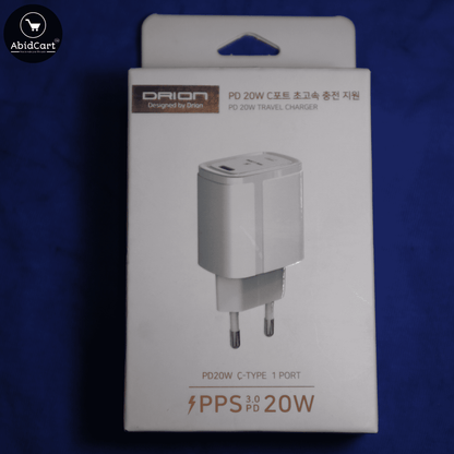 DRION PD20W C-Type Fast Travel Charger - Compact & Powerful 1-Port USB-C Charging Adapter for Quick Device Charging.