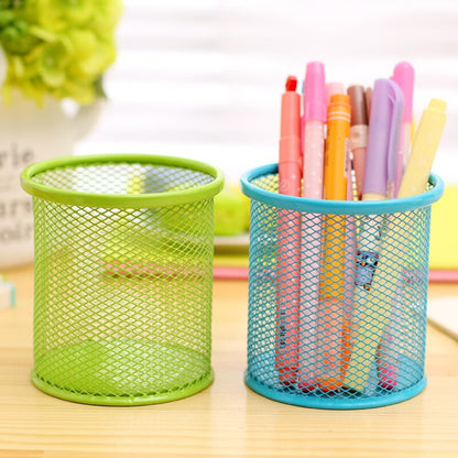 Round container art # SS-MRC01 - Metal mesh pen container round / Metal mesh pen container pen pencil holder organizer - Cosmetic round pen stand holders - Stationery container desk organizer. - Abid Cart