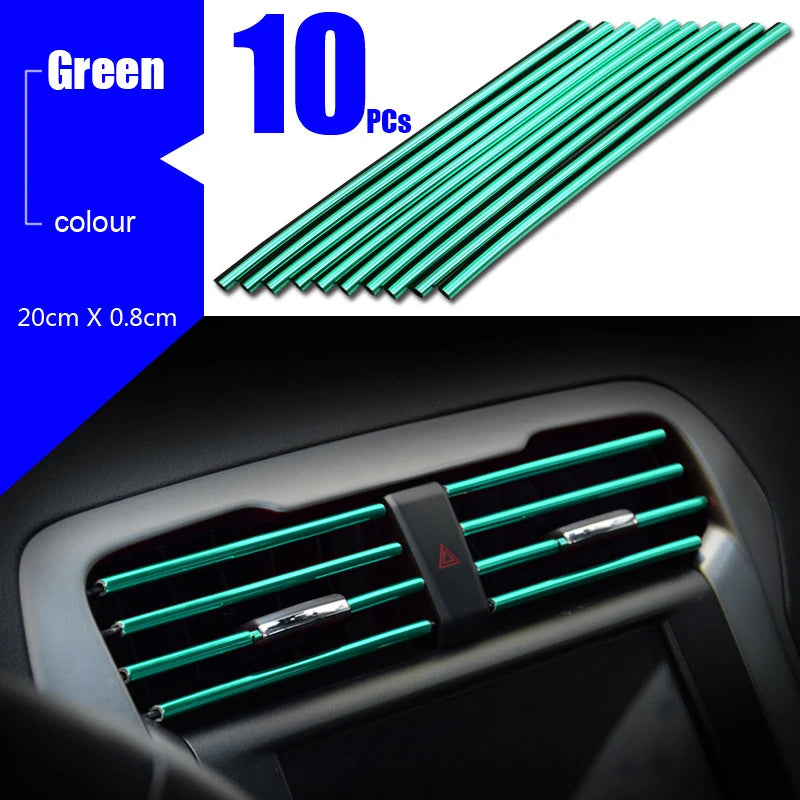 10Pcs U-shaped Car Air Outlet Decorative Strip Chrome-Plated PVC Car Interior Styling Decor Clip Trim Auto Interior Accessories. - Abid Cart