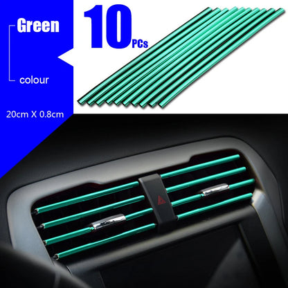 10Pcs U-shaped Car Air Outlet Decorative Strip Chrome-Plated PVC Car Interior Styling Decor Clip Trim Auto Interior Accessories. - Abid Cart