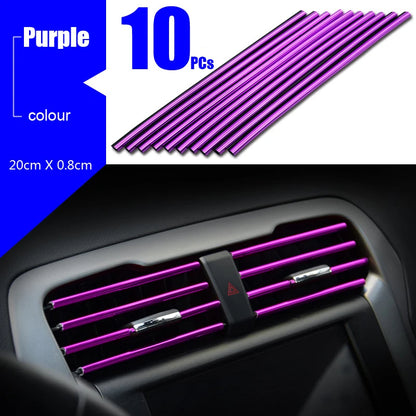 10Pcs U-shaped Car Air Outlet Decorative Strip Chrome-Plated PVC Car Interior Styling Decor Clip Trim Auto Interior Accessories. - Abid Cart