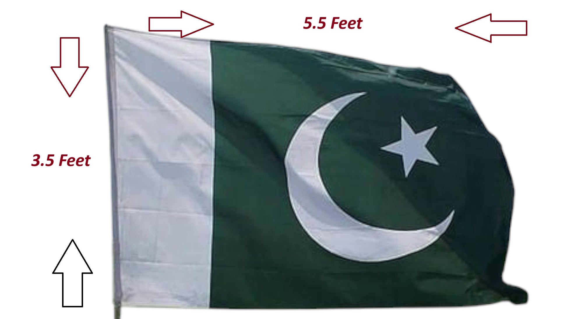 Premium Pakistan Flag - Large Size (3.5 x 5.5 Feet) - Durable Fabric for Outdoor & Indoor Display. - Abid Cart
